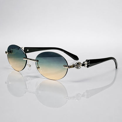 Quelra Bijou Sunglasses — 上深绿下香槟片银配件黑白钻黑色镜腿 (sunglasses hero)