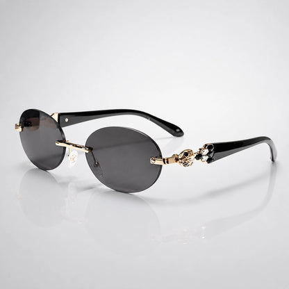 Quelra Bijou Sunglasses — 黑灰片金配件黑白钻黑色镜腿 (sunglasses hero)