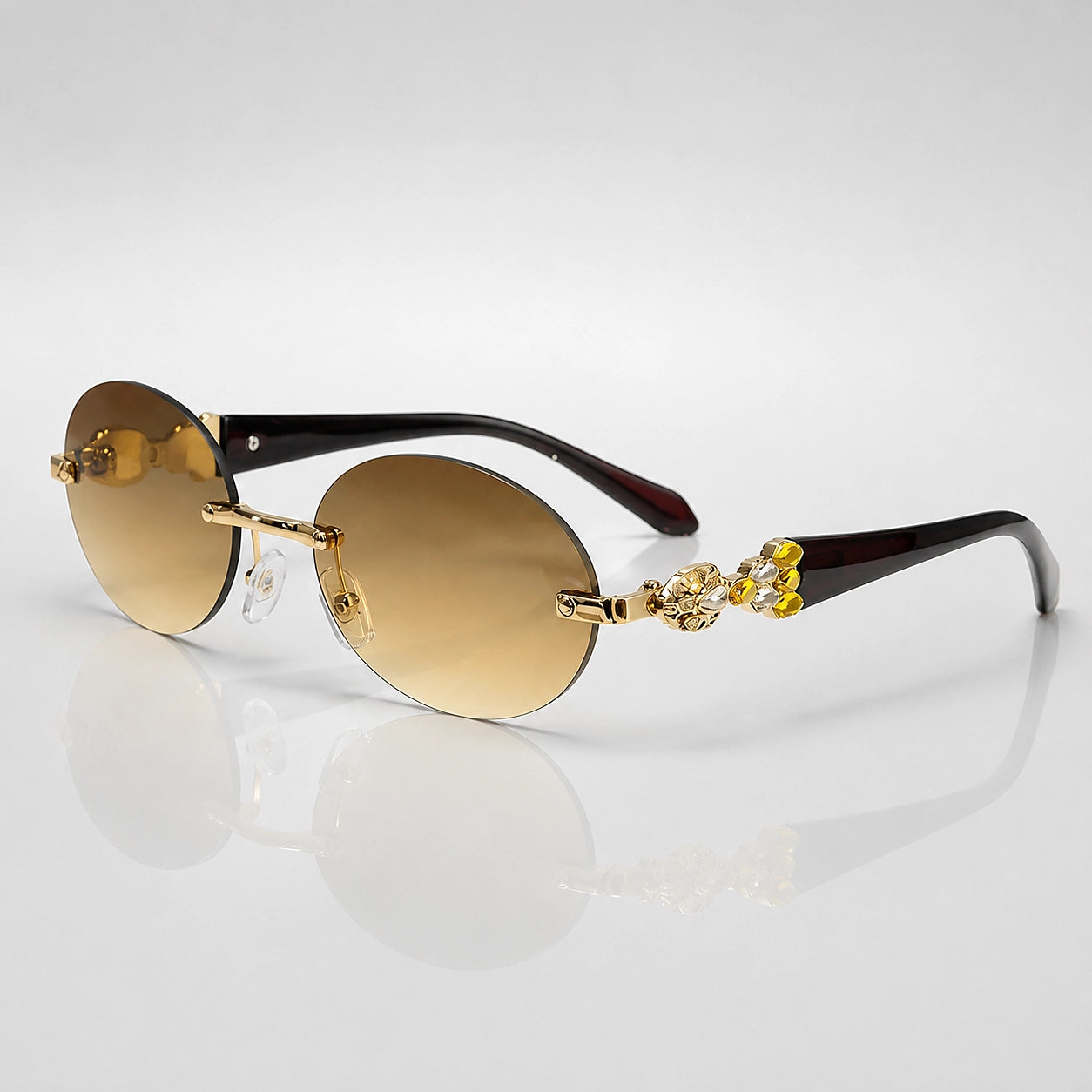 Quelra Bijou Sunglasses — 渐茶片金配件黄白钻黑色镜腿 (sunglasses hero)
