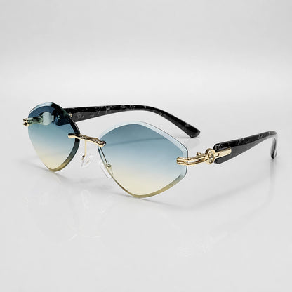 Pellara Rimless Sunglasses — 金框蓝黄片 (sunglasses hero)