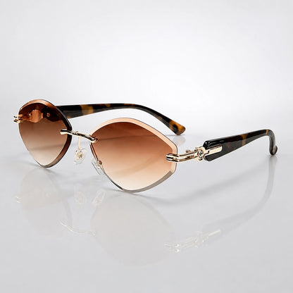 Pellara Rimless Sunglasses — 金框渐茶片 (sunglasses hero)