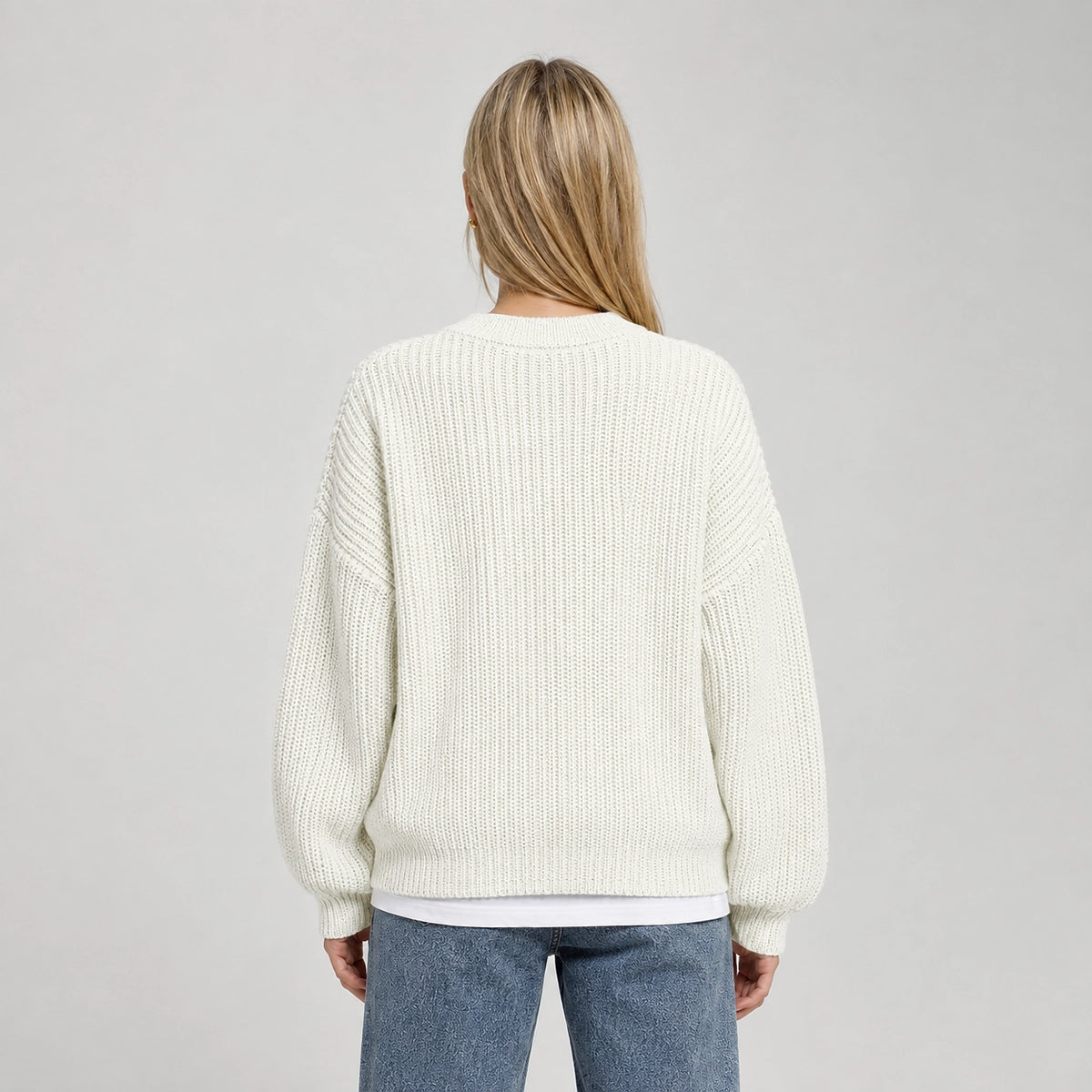 Brynn Ribbed Knit Sweater — White (apparel back)