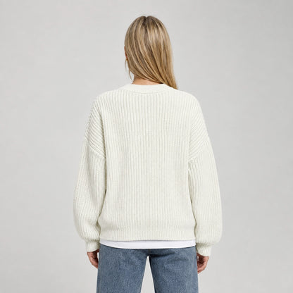 Brynn Ribbed Knit Sweater — White (apparel back)