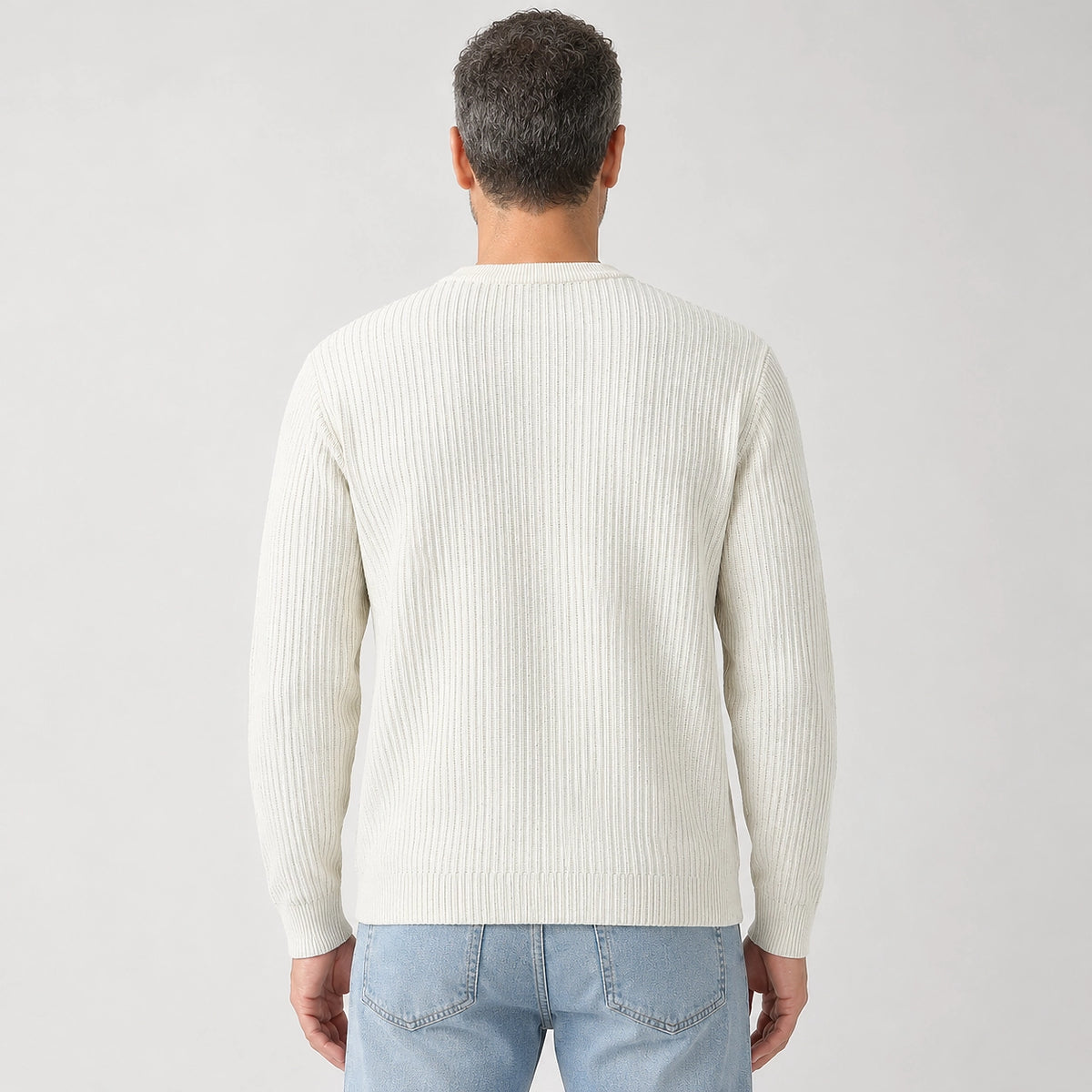 Harlen Ribbed Crewneck Sweater — White (apparel back)