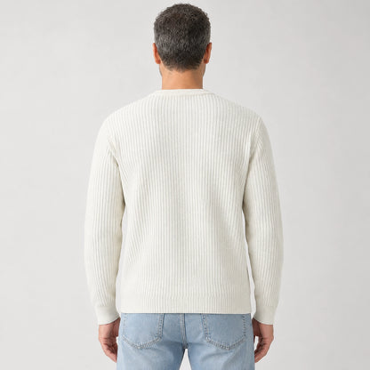 Harlen Ribbed Crewneck Sweater — White (apparel back)