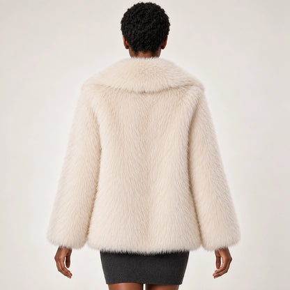 Neravessa Lapel Coat — White (apparel back)