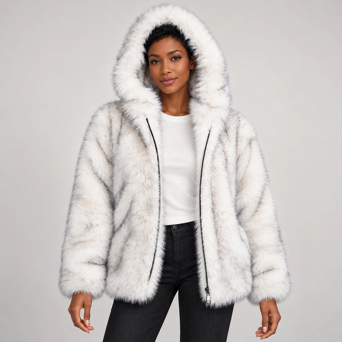 Avelsienne Hooded Jacket — White (apparel front)