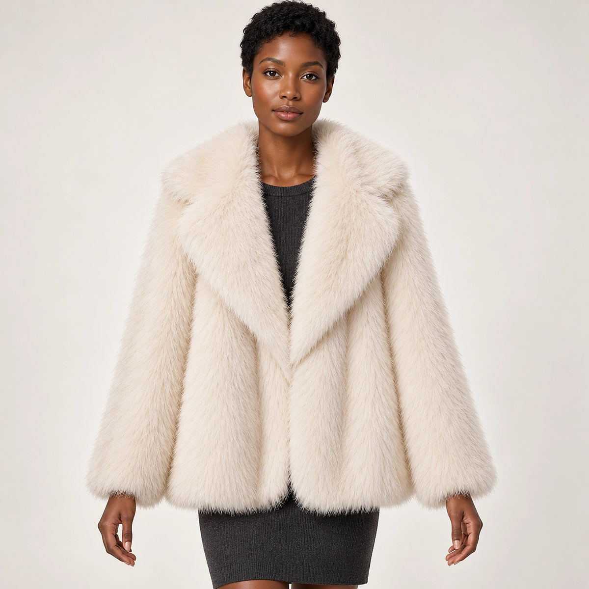 Neravessa Lapel Coat — White (apparel front)