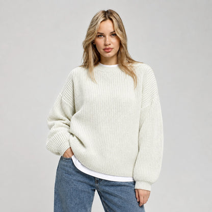 Brynn Ribbed Knit Sweater — White (apparel front)