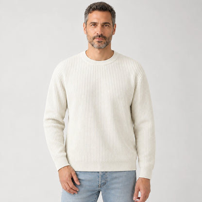 Harlen Ribbed Crewneck Sweater — White (apparel front)