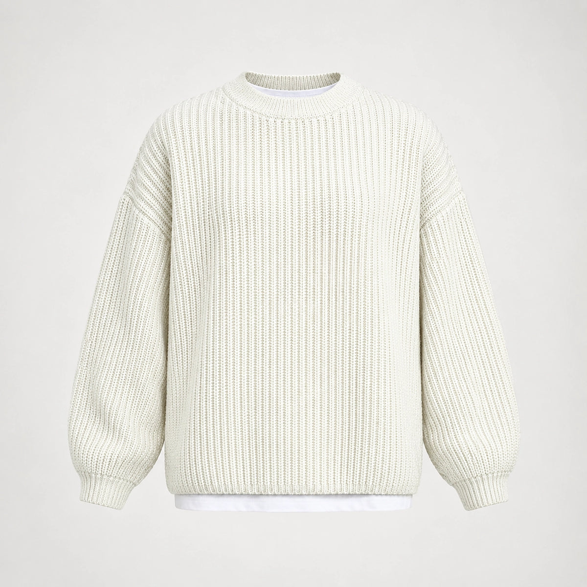 Brynn Ribbed Knit Sweater — White (apparel solo)