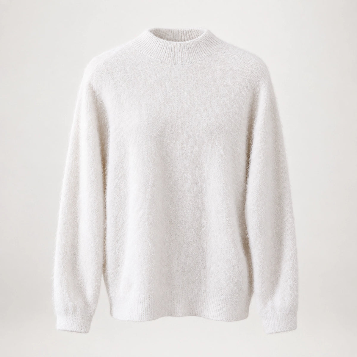 Beloru Cashmere Crewneck Sweater — White (apparel solo)