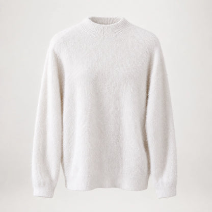 Beloru Cashmere Crewneck Sweater — White (apparel solo)