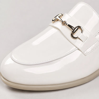Halcourt Leather Horsebit Mule — White (mens shoe zoom)