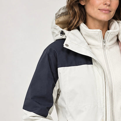 Brindal Hooded Shell Jacket — White & Navy (apparel detail)
