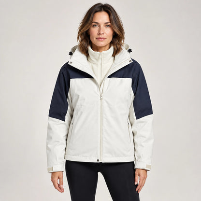 Brindal Hooded Shell Jacket — White & Navy (apparel front)