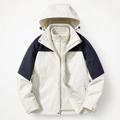 Brindal Hooded Shell Jacket — White & Navy (apparel solo)