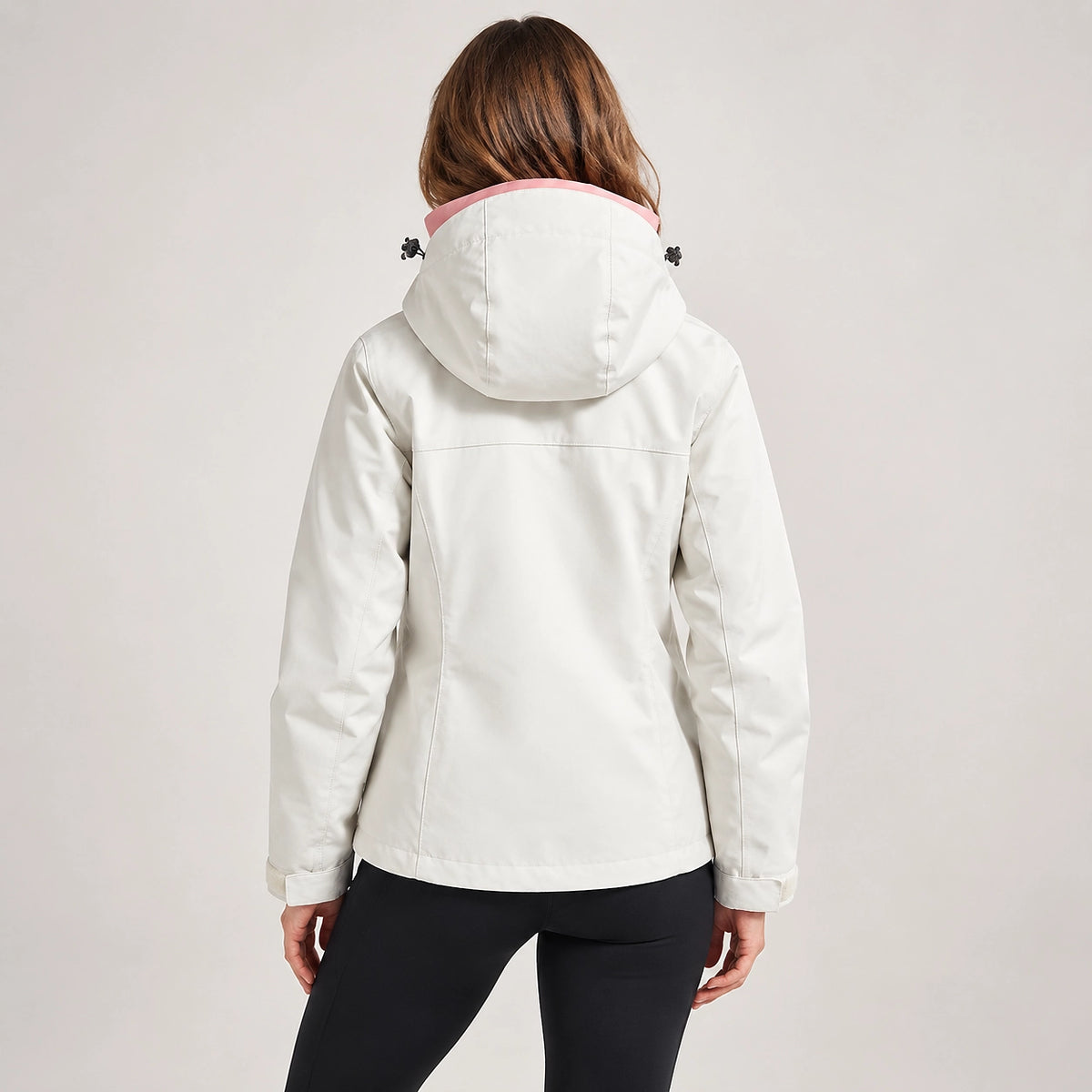 Brindal Hooded Shell Jacket — White & Pink (apparel back)