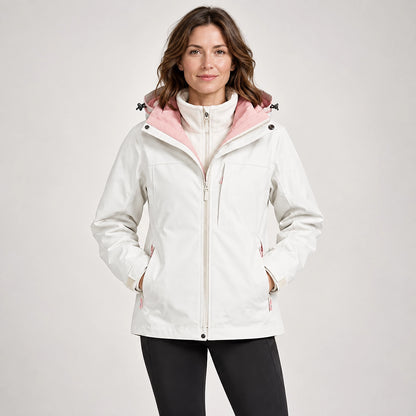 Brindal Hooded Shell Jacket — White & Pink (apparel front)
