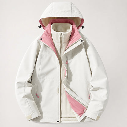 Brindal Hooded Shell Jacket — White & Pink (apparel solo)