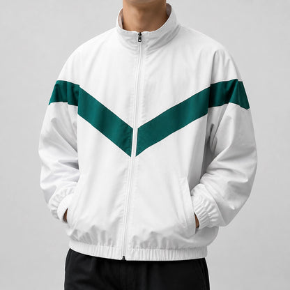 Dalton Colorblock Windbreaker Jacket — White (studio with model)