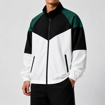 Halcor Colorblock Track Jacket — White (studio with model)