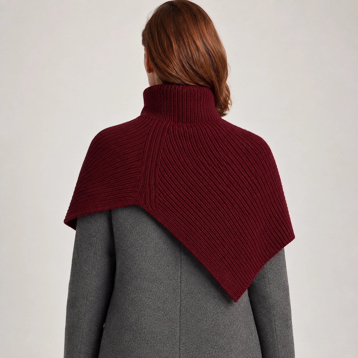 Belvara Ribbed Knit Wrap — Wine Red (apparel back)