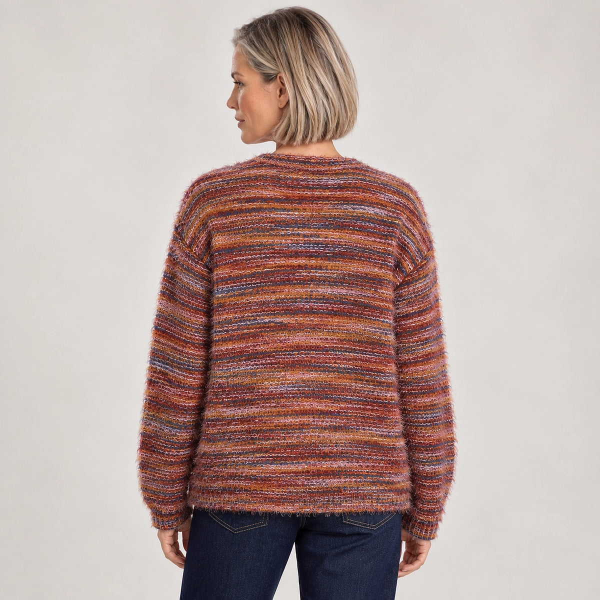 Belara Cotton Blend Cardigan — Wine Red (apparel back)