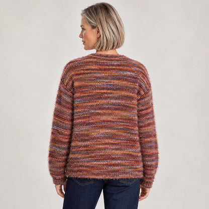 Belara Cotton Blend Cardigan — Wine Red (apparel back)