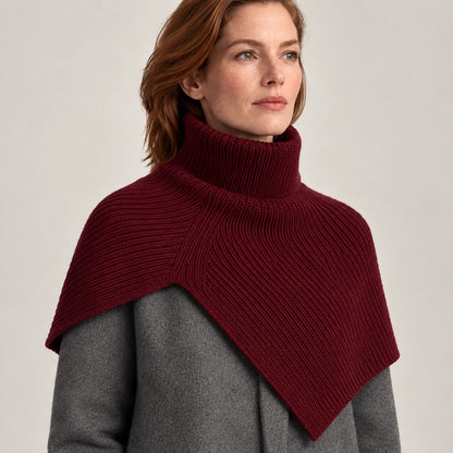 Belvara Ribbed Knit Wrap — Wine Red (apparel detail)