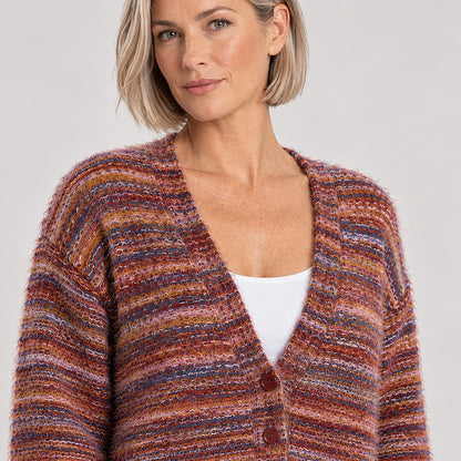 Belara Cotton Blend Cardigan — Wine Red (apparel detail)