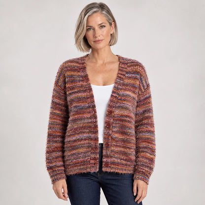Belara Cotton Blend Cardigan — Wine Red (apparel front)