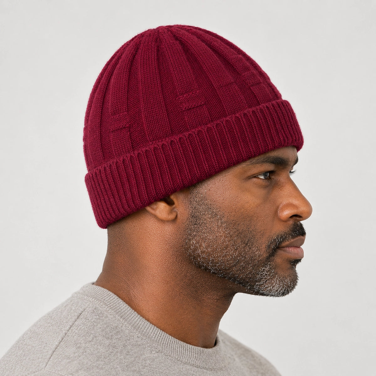 Drummond Wool Beanie — Wine Red (headwear model alt)