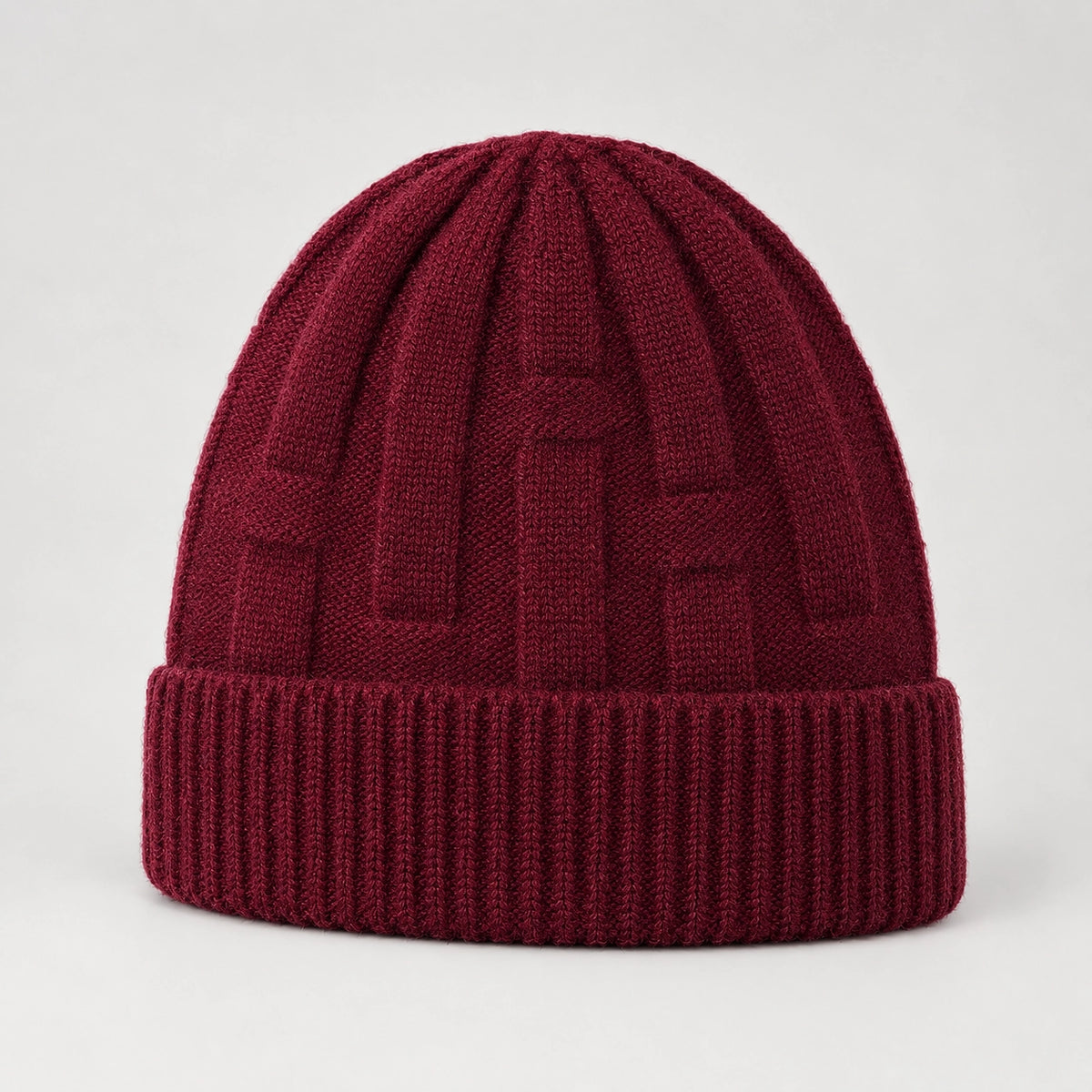 Drummond Wool Beanie — Wine Red (headwear solo front)