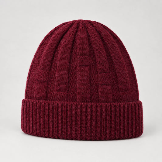 Drummond Wool Beanie — Wine Red (headwear solo front)