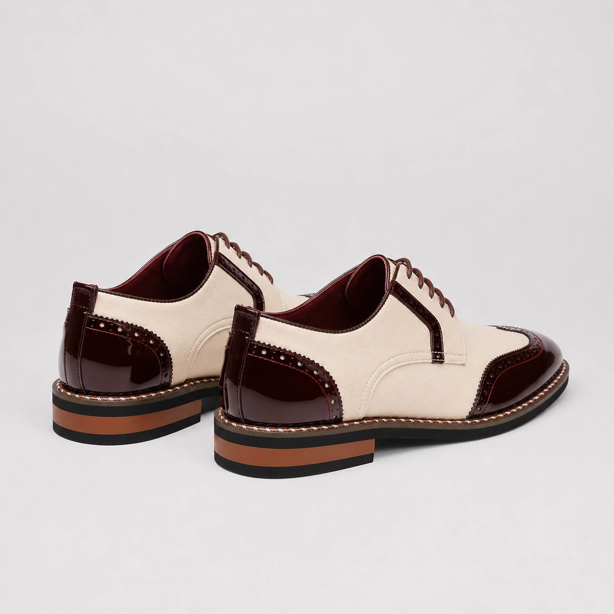 Daxton Leather Brogue Derby Oxfords — Wine Red (mens shoe angle)