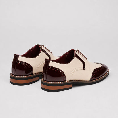 Daxton Leather Brogue Derby Oxfords — Wine Red (mens shoe angle)