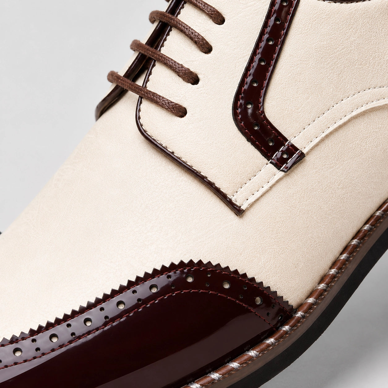 Daxton Leather Brogue Derby Oxfords — Wine Red (mens shoe zoom)