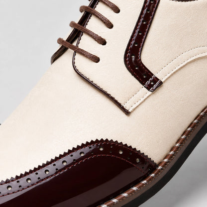 Daxton Leather Brogue Derby Oxfords — Wine Red (mens shoe zoom)