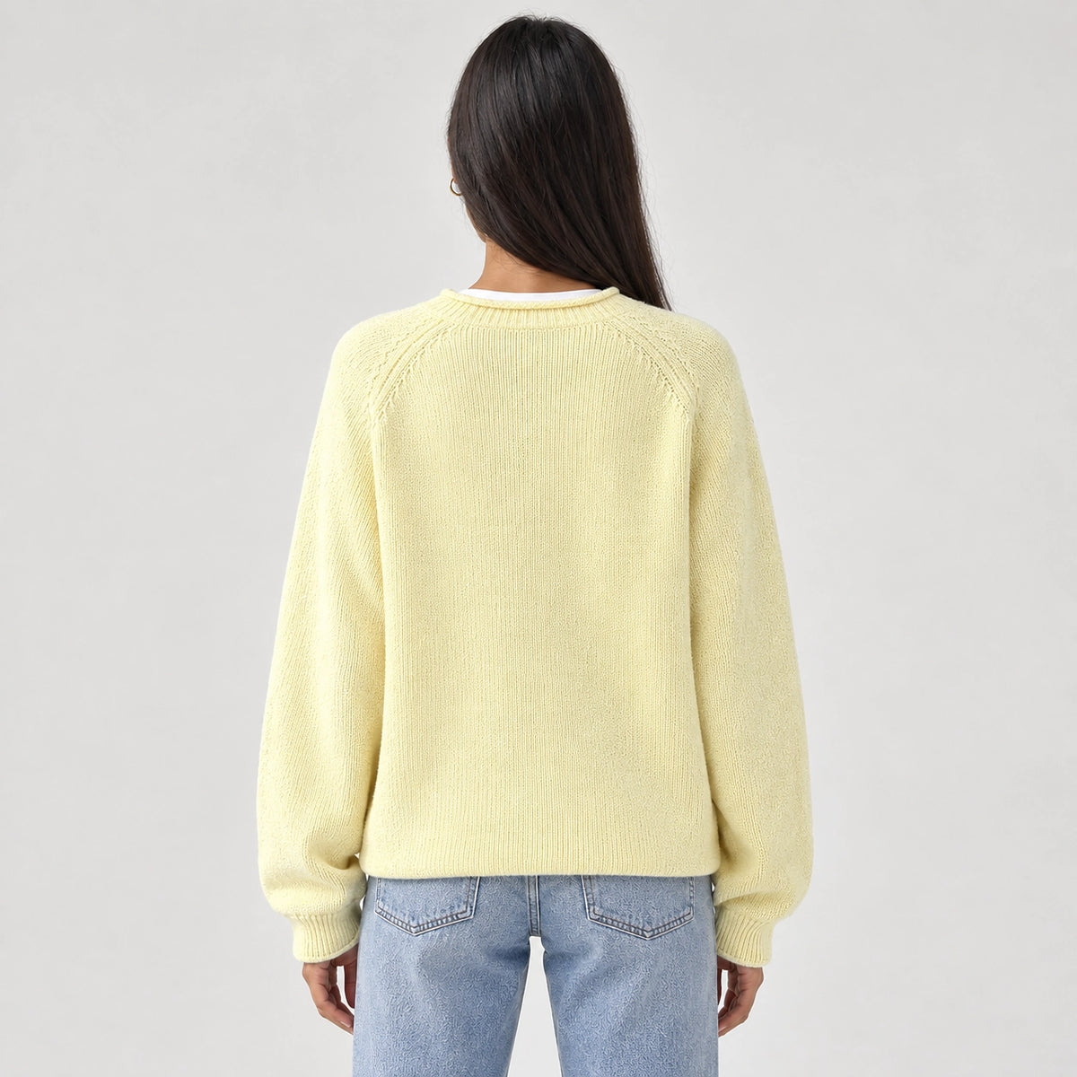 Brinley Intarsia Knit Sweater — Yellow (apparel back)
