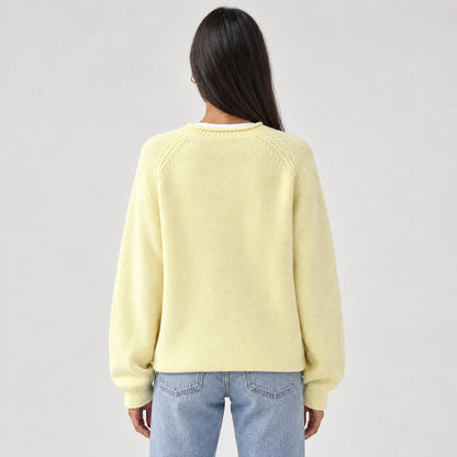 Brinley Intarsia Knit Sweater — Yellow (apparel back)