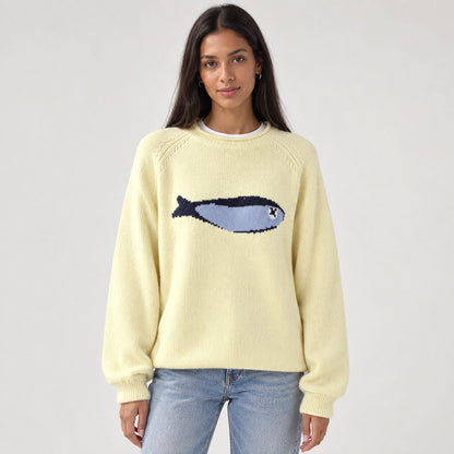 Brinley Intarsia Knit Sweater — Yellow (apparel front)