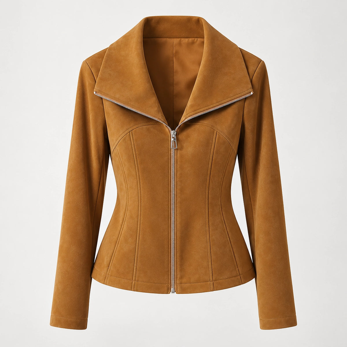 Brynn Sheepskin Leather Jacket — Yellow-brown (apparel solo)