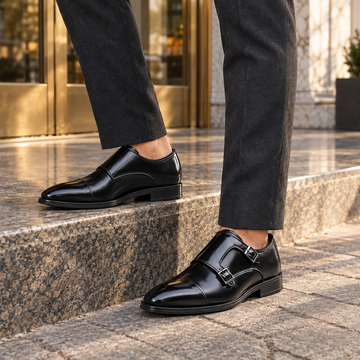 Vezio Leather Monk Shoes