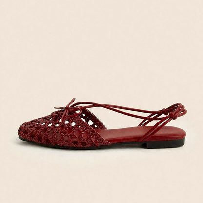 Cherry Knot Woven Slingback Flats
