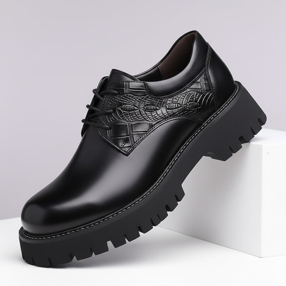 Renegade Croc-Embossed Leather Derbies