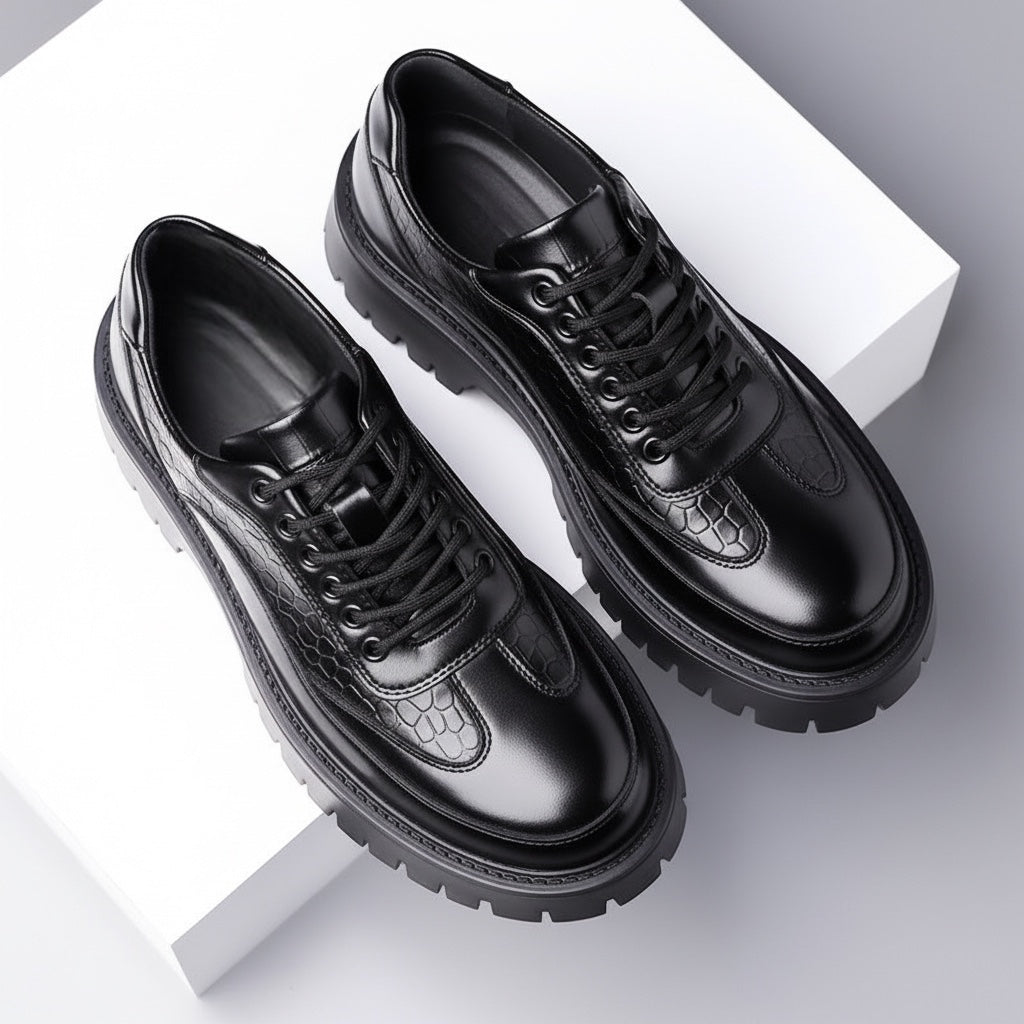Vento Croc-Embossed Leather Derbies
