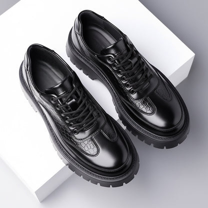 Vento Croc-Embossed Leather Derbies