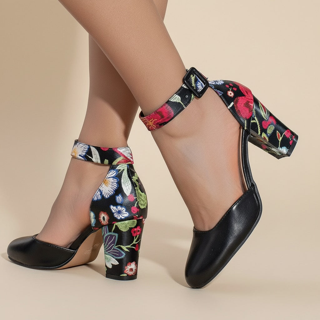 Zinnia Floral Block Heel Pumps