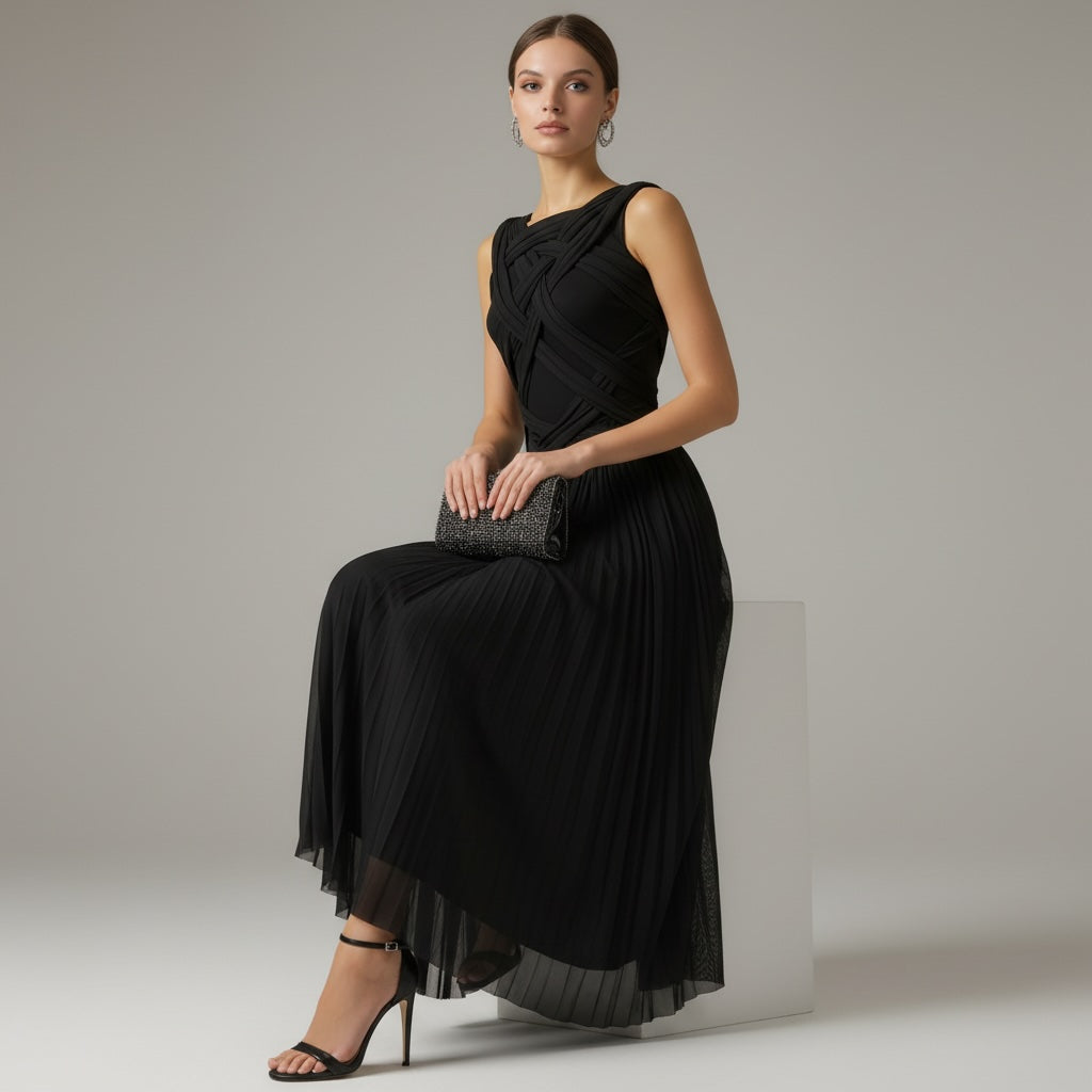 Lydia Pleated Maxi Dress - Wedding Guest